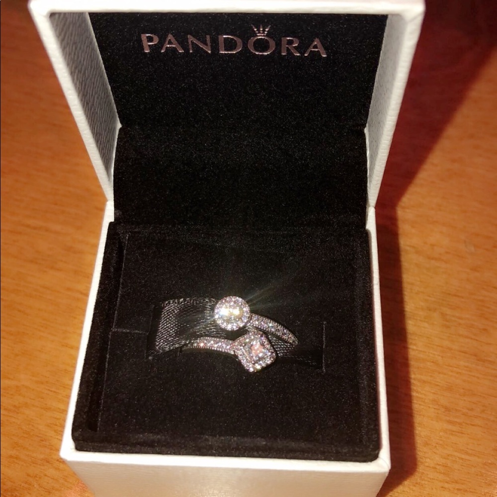 PANDORA ABSTRACT ELEGANCE RING, CLEAR CZ